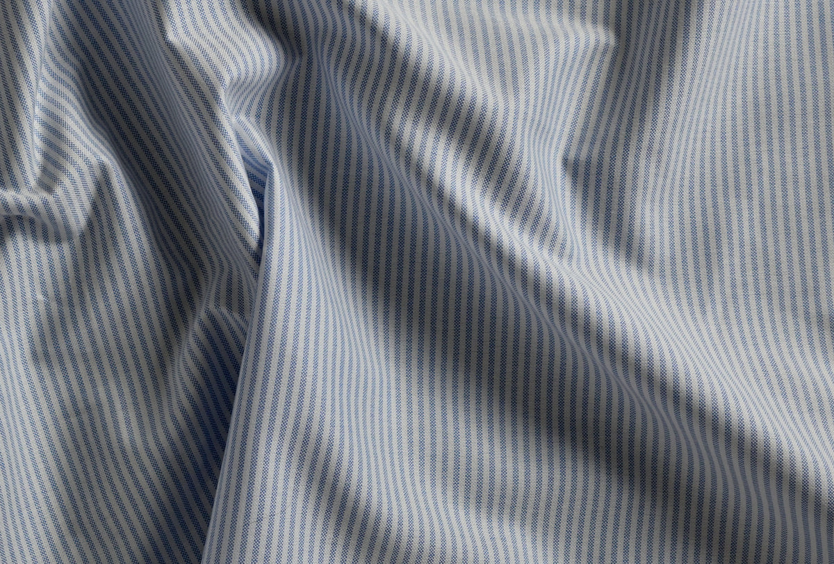 Oxford Shirting - Light Blue Narrow Stripe