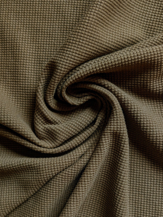 Deadstock Cotton Waffle Knit - Moss