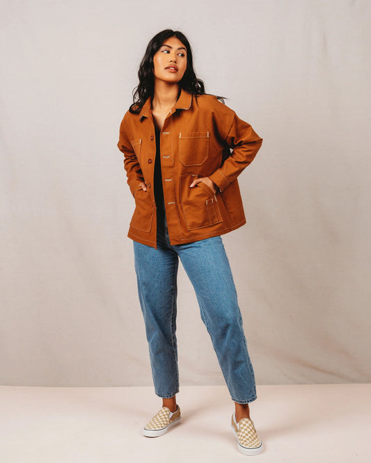 Brown leather jacket with chest