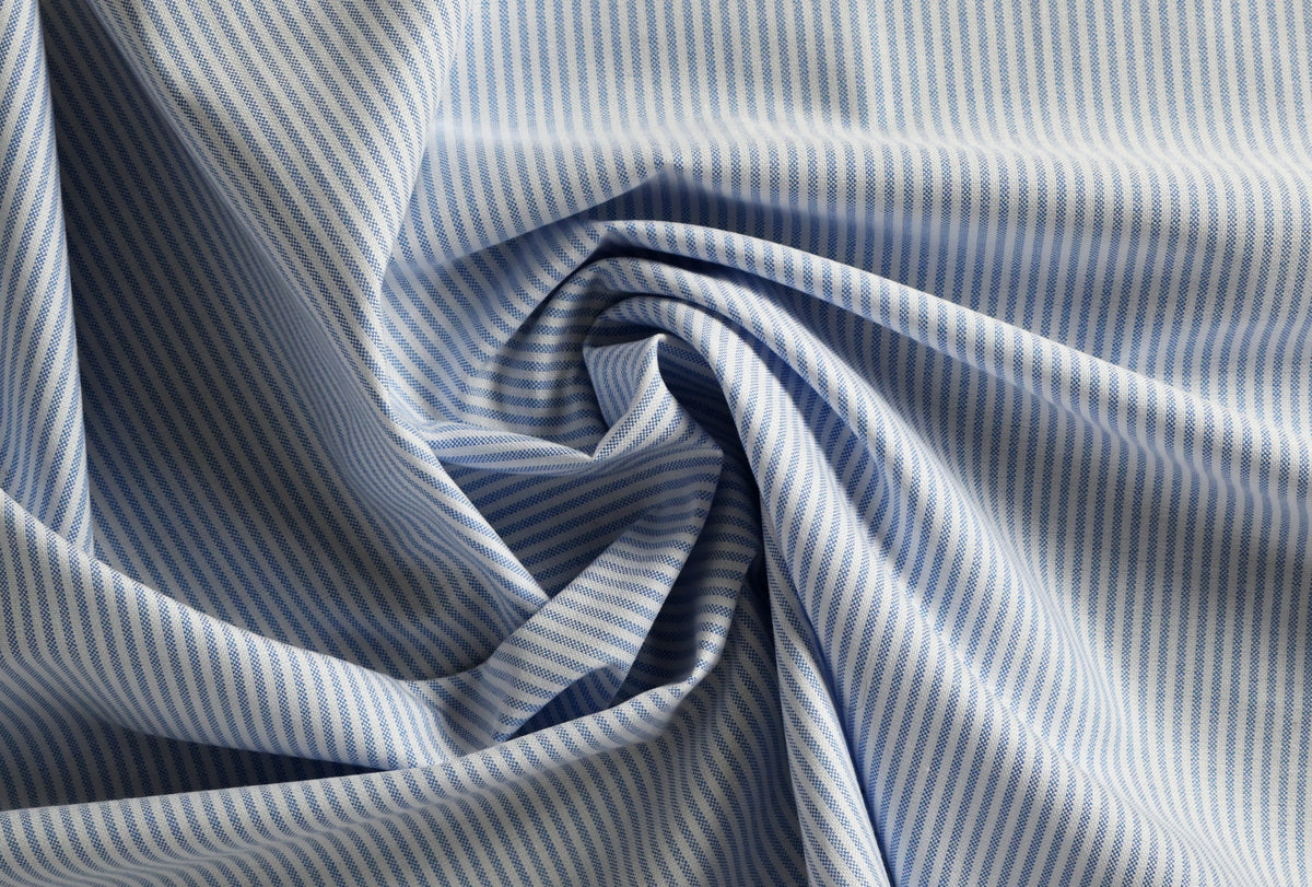 Oxford Shirting - Light Blue Narrow Stripe
