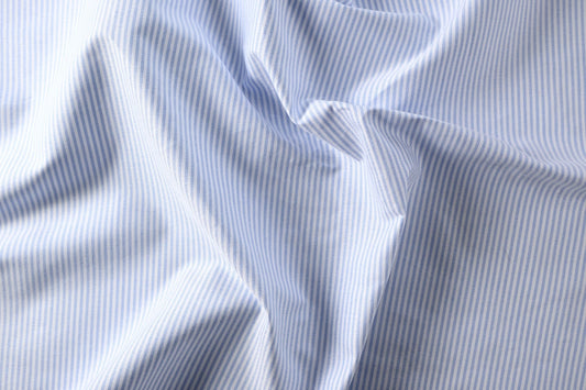Oxford Shirting - Light Blue Narrow Stripe